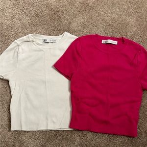Zara Ribbed Knit Crop Tops